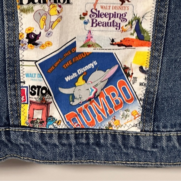 Upcycled Retro Disney Characters.  Levi Strauss, Upcycled Denim Jeans Jacket, L - Picture 7 of 10